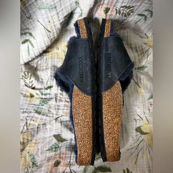 Birkenstock Madrid Big Buckle Shearling Blue Oiled Leather Sandals EU37 US6/6.5 - Picture 5 of 6